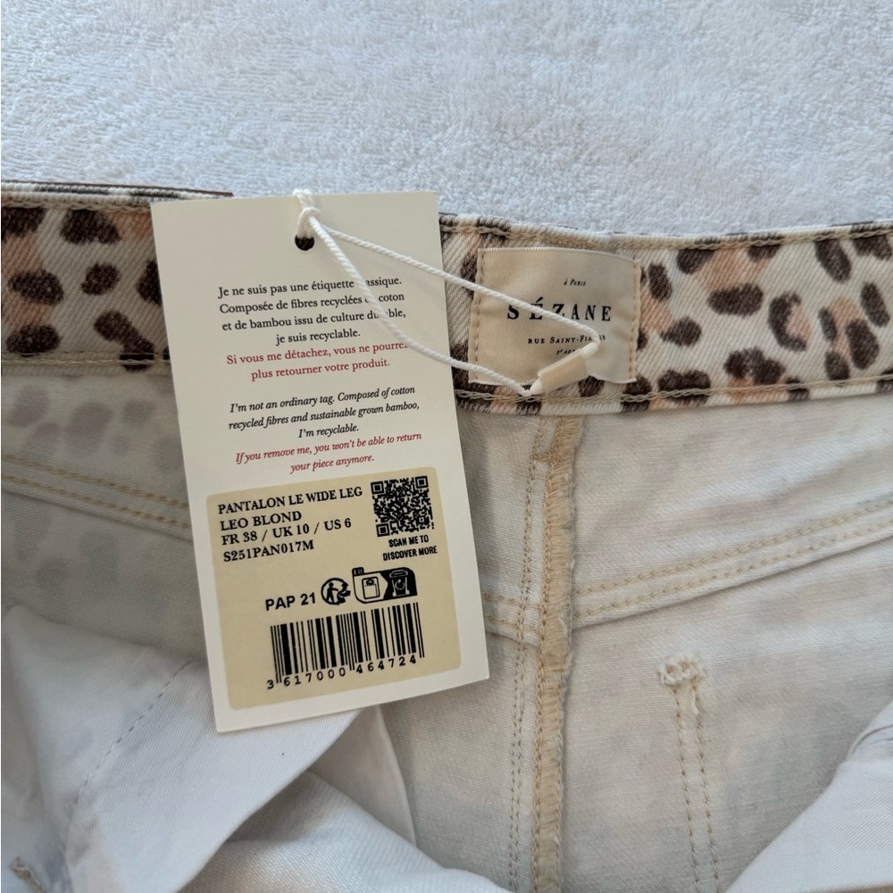 Sézane Wide Leg Trouser in Leopard Print Blonde - Picture 8 of 10